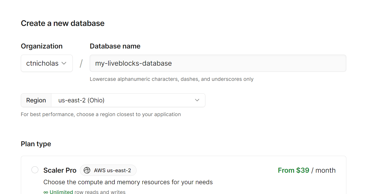 Create a PlanetScale database